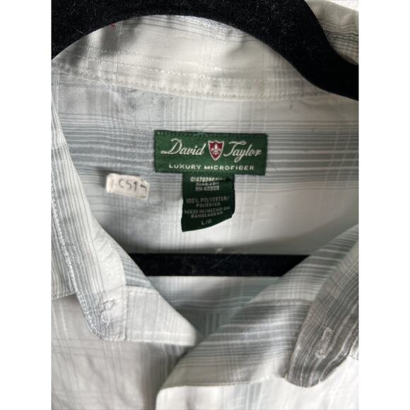 David Taylor Luxury Microfiber L Short Sleeve 2000s Y2K Casual Button Down - Picture 3 of 5